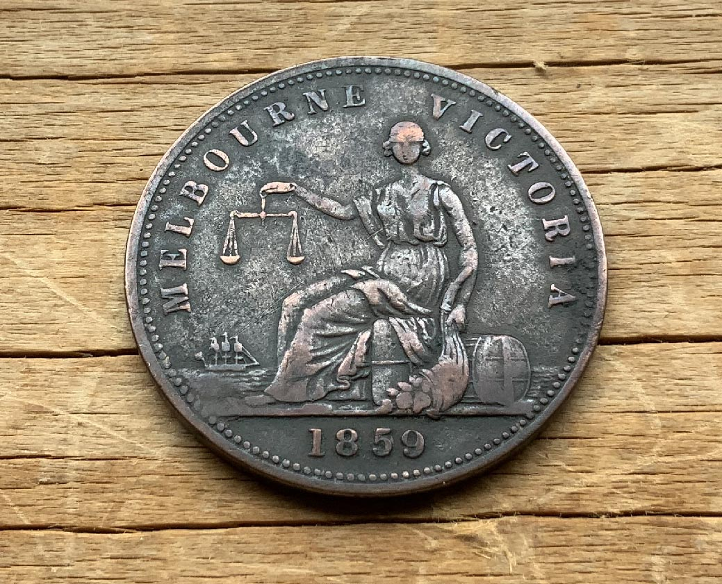 1859 G & WH Rocke Melbourne Australia Penny token coin C3734
